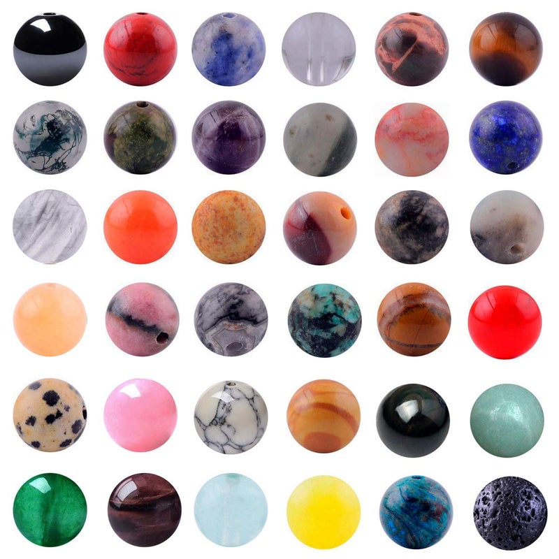 Cmidy Natural Stone Beads 100pcs Round Genuine Real Stone Beading Loose Gemstones Hole Size 1mm DIY Smooth Bead for Bracelet Necklace Earrings Jewelry Making (Natural Stone Beads Multicolor, 10mm) - Image 1